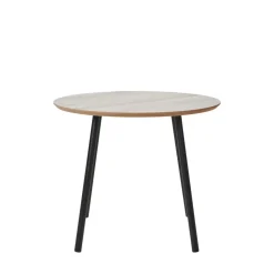 AALST Table d'appoint ronde effet travertin et métal ø55cm