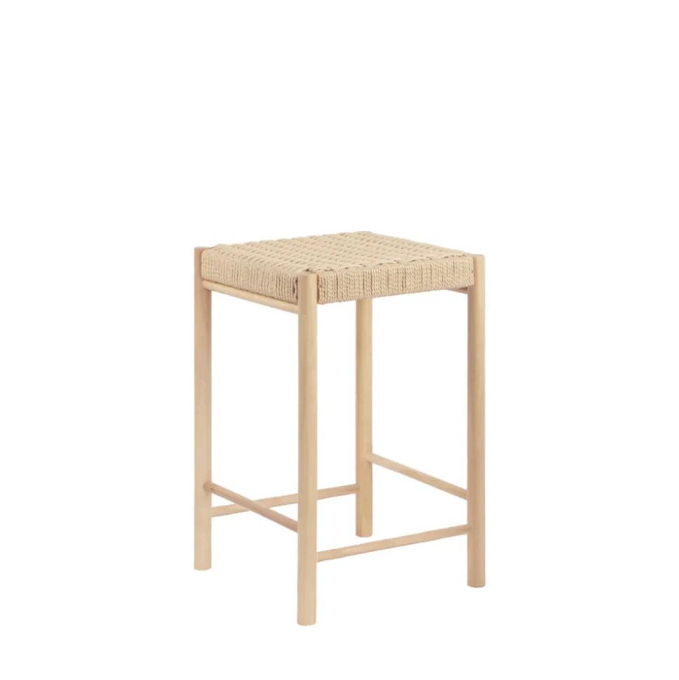 ABANO Tabouret de bar en bois et corde H66,5cm