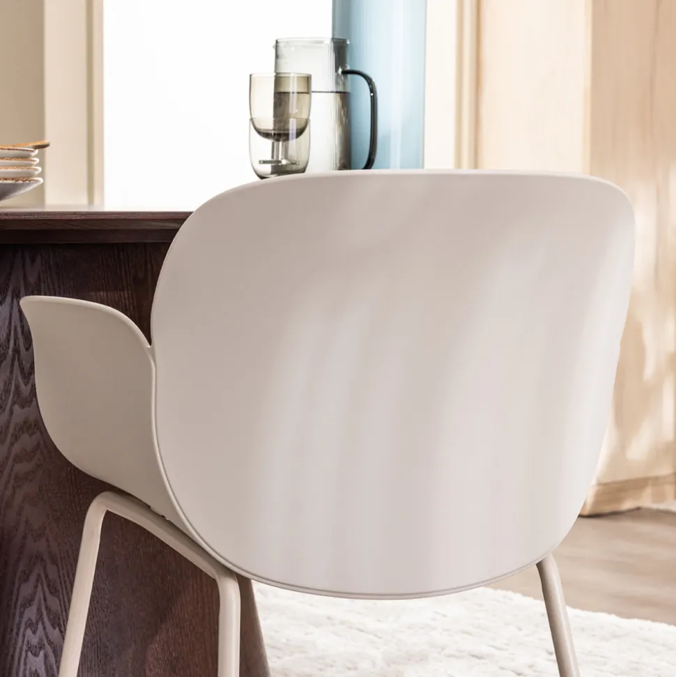 ACAPULCO Lot de 4 fauteuils de table intérieur et extérieur en plastique et métal