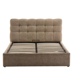 ACARA Lit coffre matelassé en tissu 140x190cm