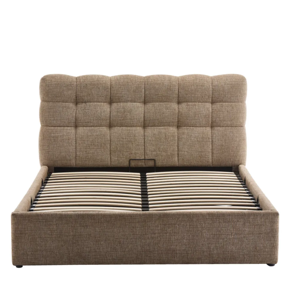 ACARA Lit coffre matelassé en tissu 140x190cm