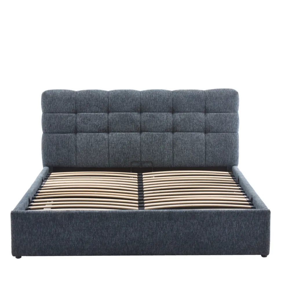ACARA Lit coffre matelassé en tissu 140x190cm