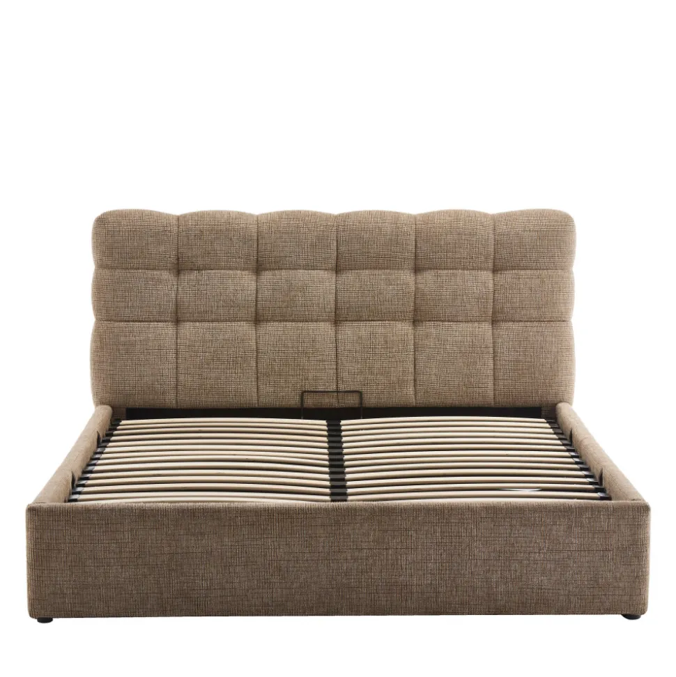ACARA Lit coffre matelassé en tissu 160x200cm