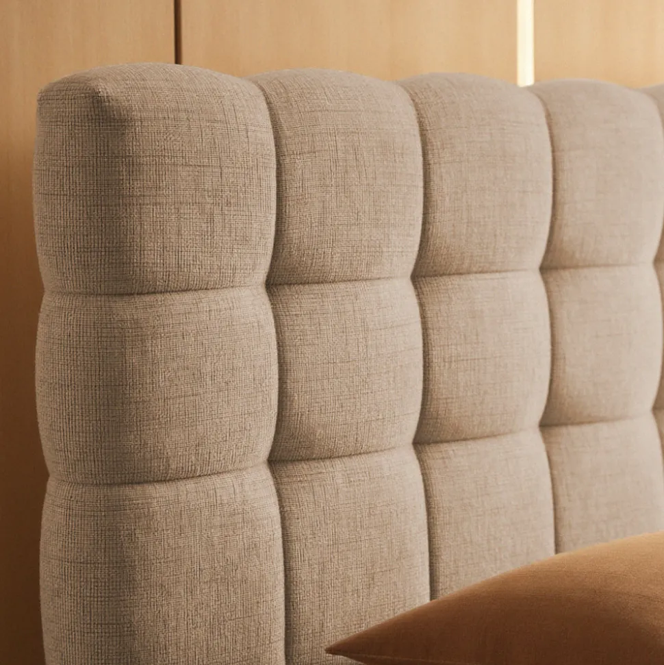 ACARA Lit coffre matelassé en tissu 160x200cm