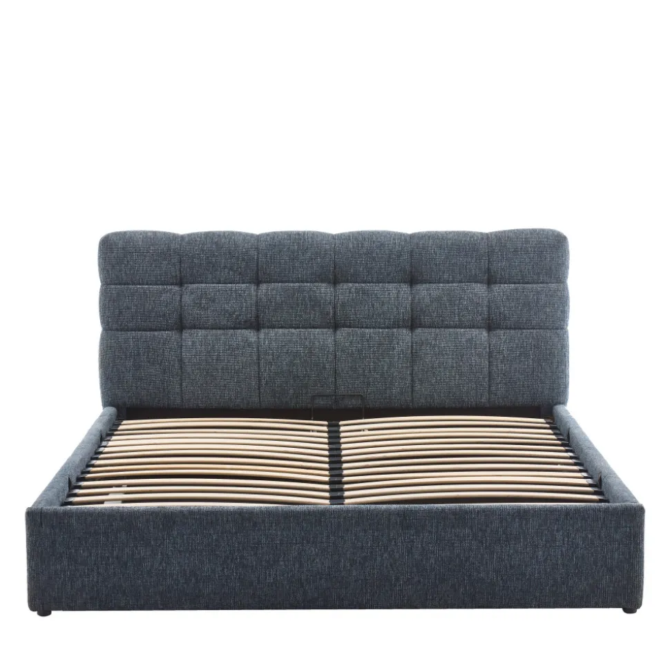 ACARA Lit coffre matelassé en tissu 160x200cm