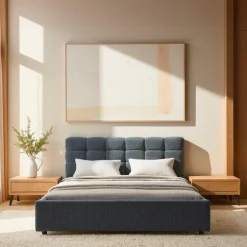 ACARA Lit coffre matelassé en tissu 160x200cm