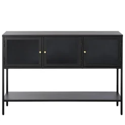 ADARE Buffet 3 portes en verre trempé et métal L132cm