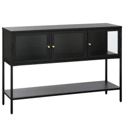 ADARE Buffet 3 portes en verre trempé et métal L132cm
