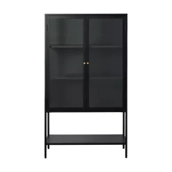 ADARE Buffet haut 2 portes en verre trempé et métal H160cm