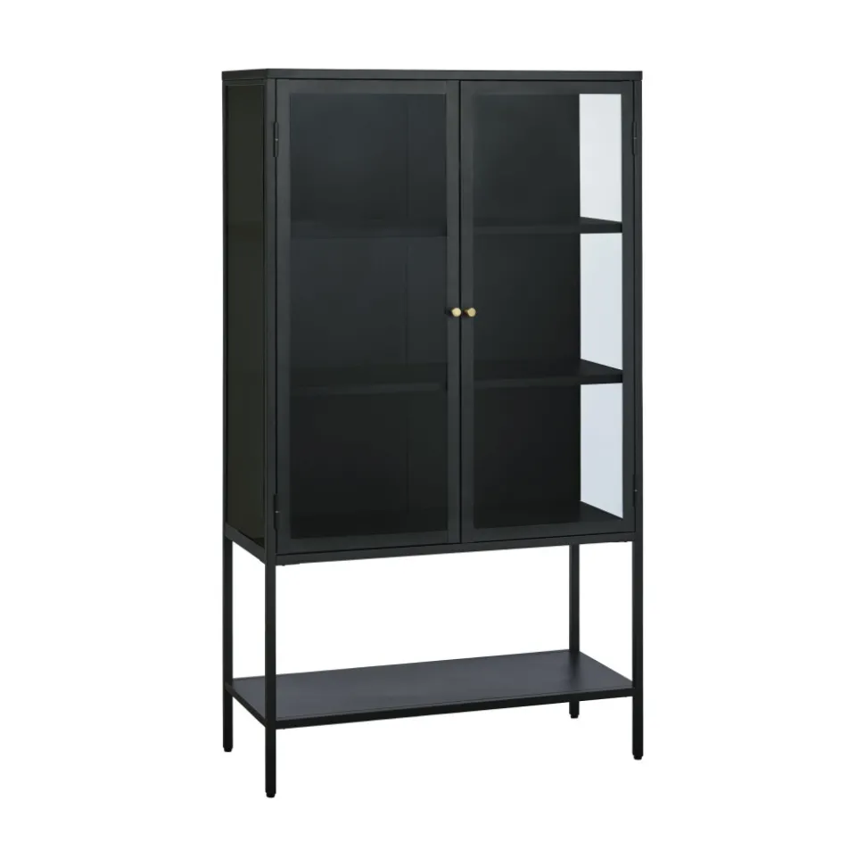 ADARE Buffet haut 2 portes en verre trempé et métal H160cm