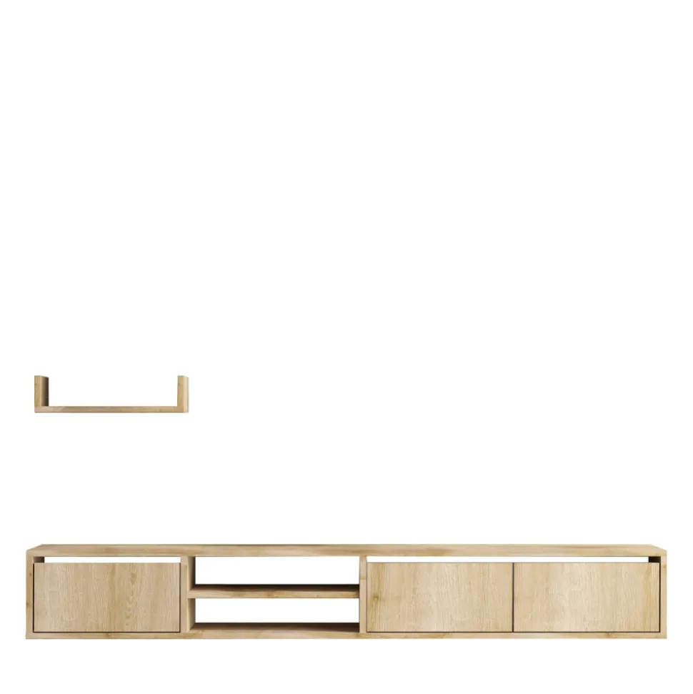 AIRO Meuble TV suspendu 3 portes en bois L180cm