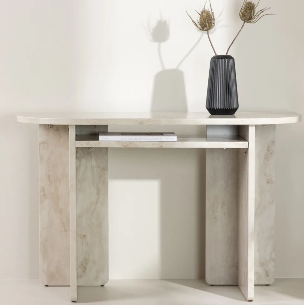 ALESUND Console aux bords arrondis effet marbre L120cm