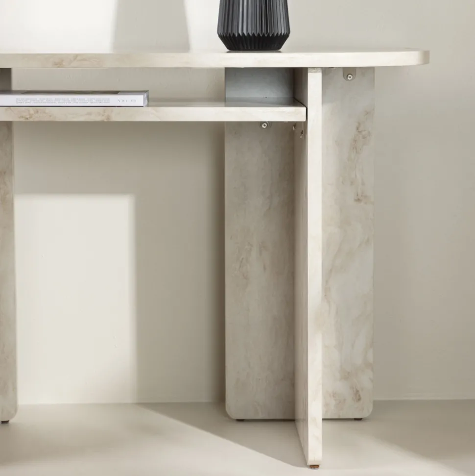 ALESUND Console aux bords arrondis effet marbre L120cm