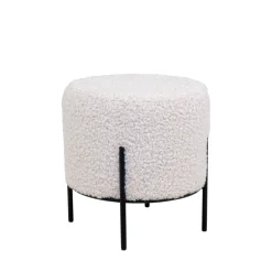 ALFORD Pouf rond en tissu bouclette et métal ø35,5cm