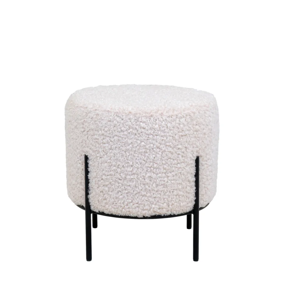 ALFORD Pouf rond en tissu bouclette et métal ø35,5cm