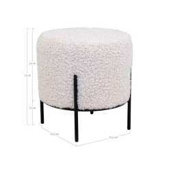 ALFORD Pouf rond en tissu bouclette et métal ø35,5cm