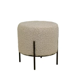ALFORD Pouf rond en tissu bouclette et métal ø35,5cm