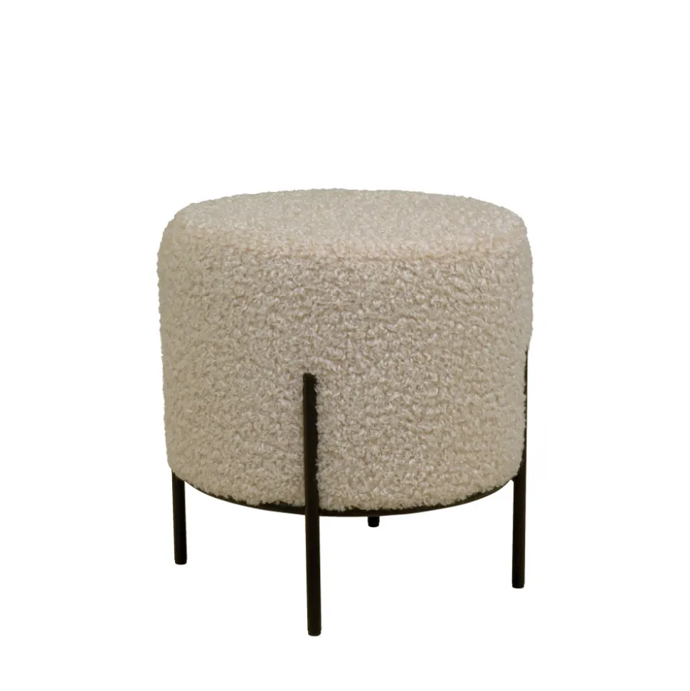 ALFORD Pouf rond en tissu bouclette et métal ø35,5cm