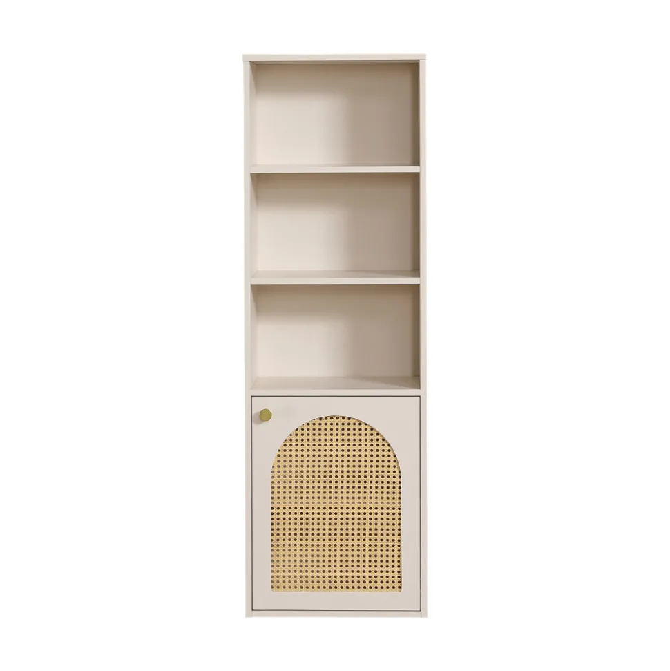 ALI Colonne de rangement suspendue en bois et cannage H135cm