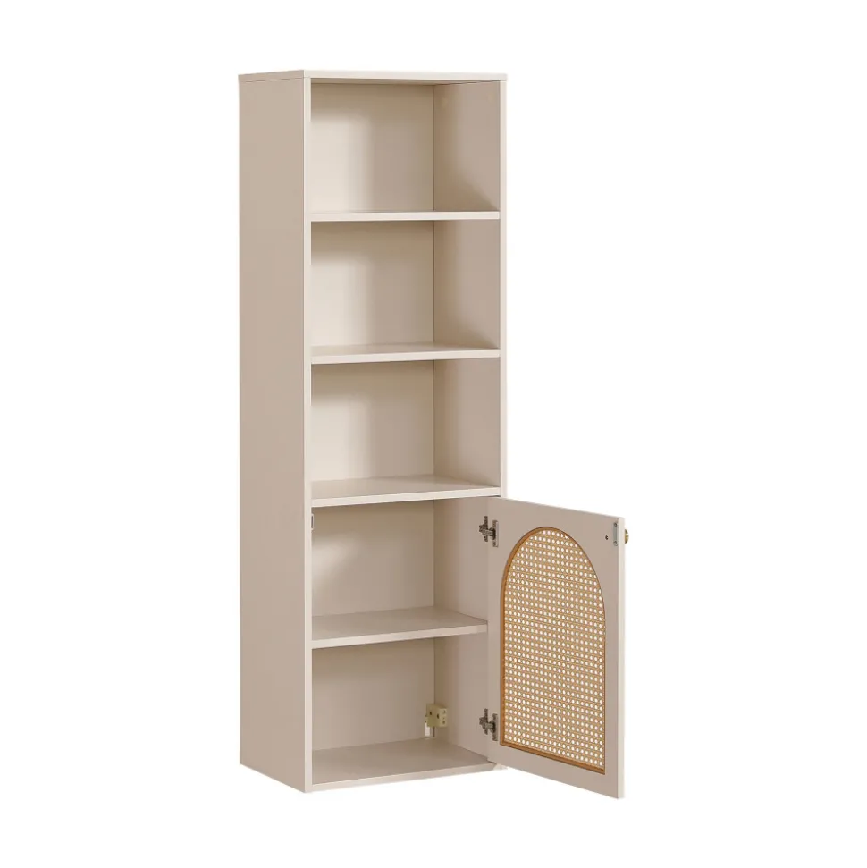 ALI Colonne de rangement suspendue en bois et cannage H135cm