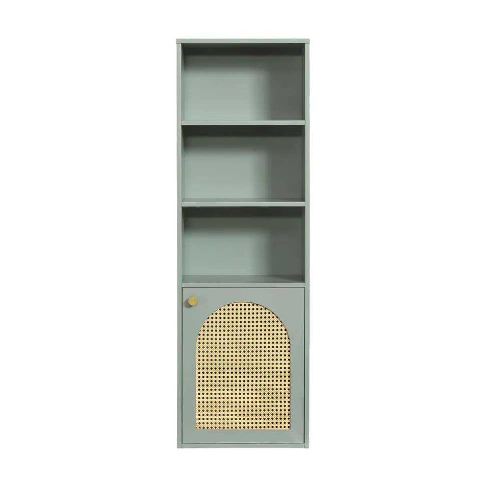 ALI Colonne de rangement suspendue en bois et cannage H135cm