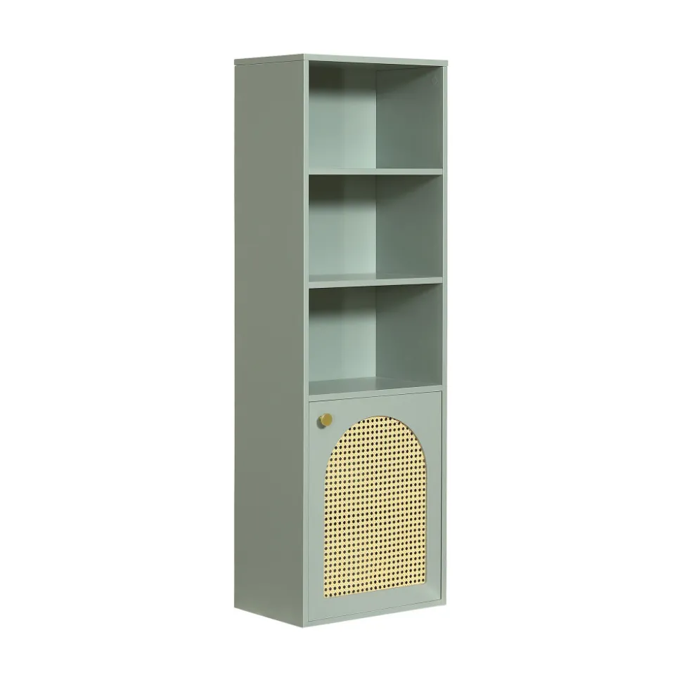 ALI Colonne de rangement suspendue en bois et cannage H135cm