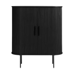 ALICIA Buffet haut aux angles arrondis en bois et métal H118cm