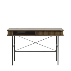 ALICIA Bureau 2 portes aux angles arrondis en bois et métal L120cm