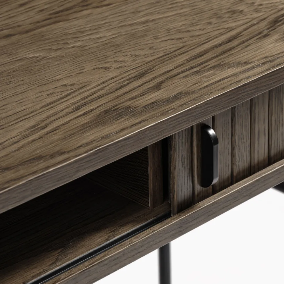 ALICIA Bureau 2 portes aux angles arrondis en bois et métal L120cm