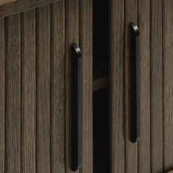 ALICIA Meuble tv 2 portes aux angles arrondis en bois et métal L120cm