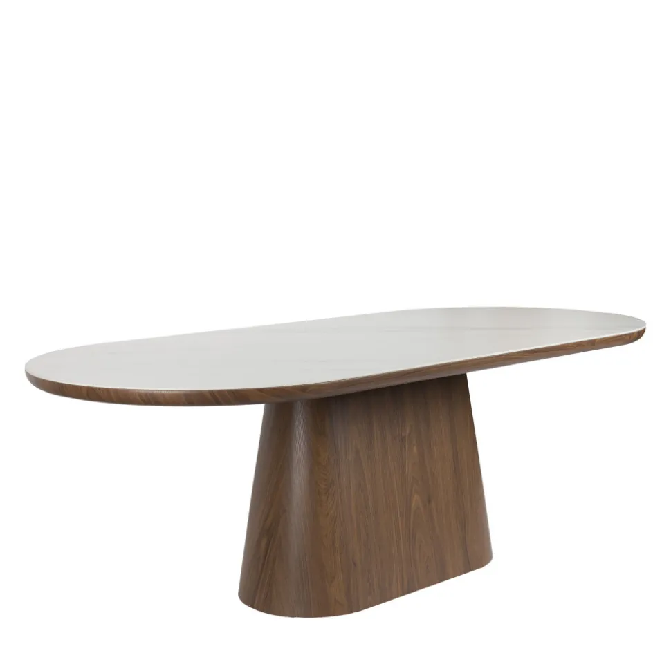 ALMIRA Table à manger 8 personnes ovale en pierre et bois