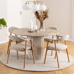 ANABATE Lot de 2 fauteuils de table en tissu et bois