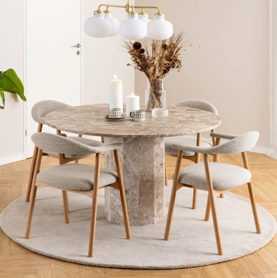 ANABATE Lot de 2 fauteuils de table en tissu et bois