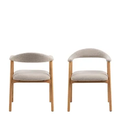 ANABATE Lot de 2 fauteuils de table en tissu et bois