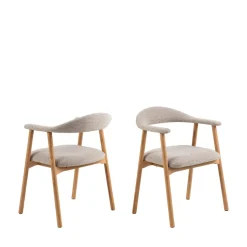 ANABATE Lot de 2 fauteuils de table en tissu et bois