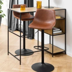 ANARTIA Tabouret de bar réglable en simili et métal H61-83cm