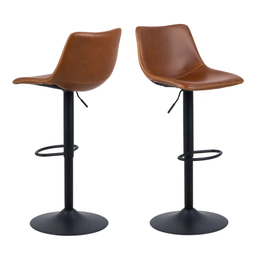 ANARTIA Tabouret de bar réglable en simili et métal H61-83cm
