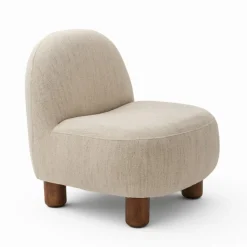 AREN Fauteuil en tissu chenille et bois
