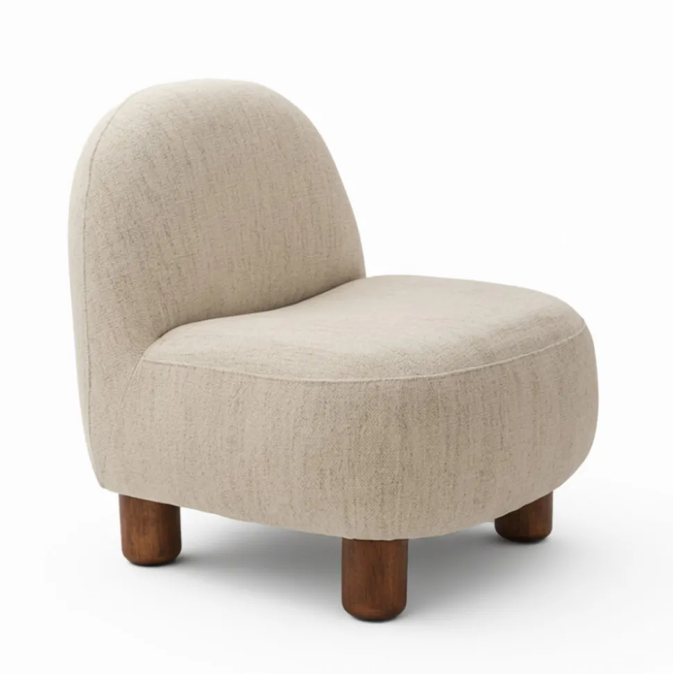 AREN Fauteuil en tissu chenille et bois