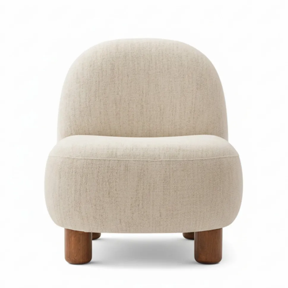 AREN Fauteuil en tissu chenille et bois