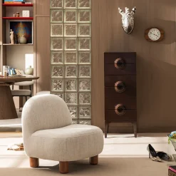 AREN Fauteuil en tissu chenille et bois