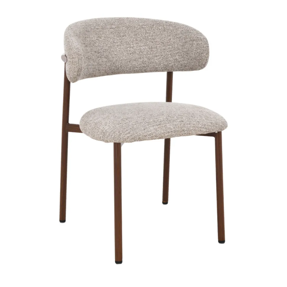 ARIA Lot de 2 chaises en tissu pieds effet bois foncé