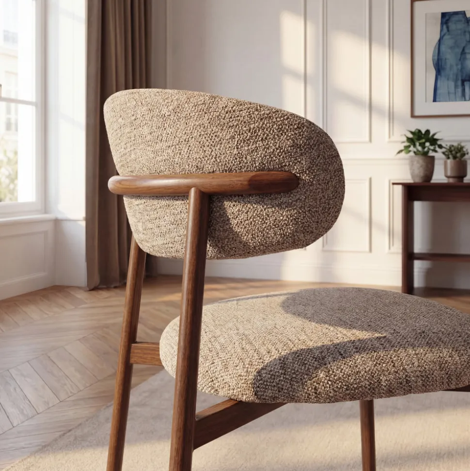 ARIA Lot de 2 chaises en tissu pieds effet bois foncé