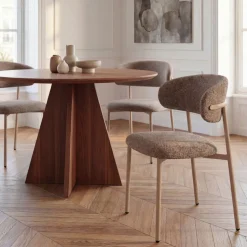 ARIA Lot de 2 chaises en tissu pieds beiges