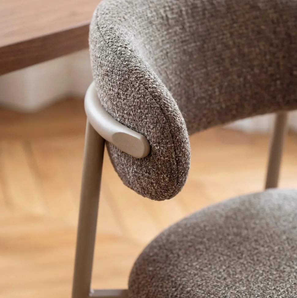 ARIA Lot de 2 chaises en tissu pieds beiges
