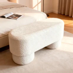 ARLO Banc arrondie en tissu bouclette L92cm