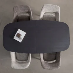 ARROS Table à manger extensible ovale 8 à 10 personnes en bois et métal