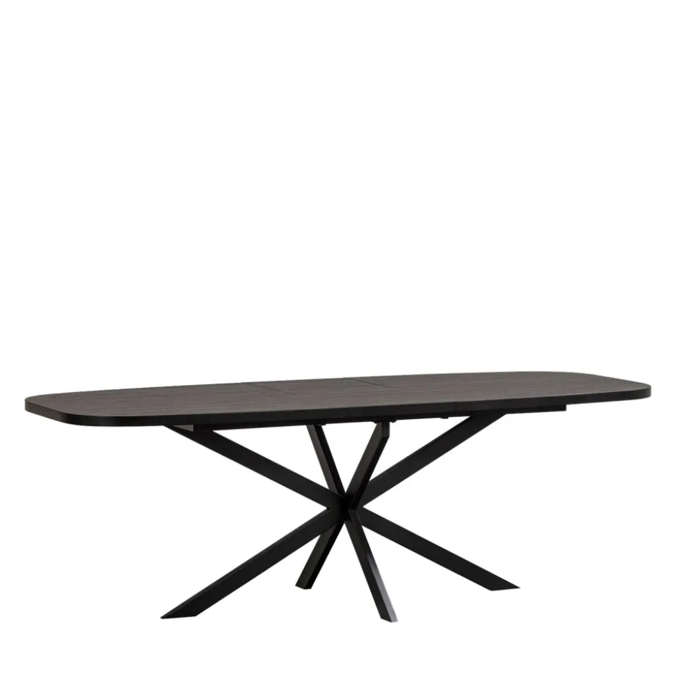 ARROS Table à manger extensible ovale 8 à 10 personnes en bois et métal