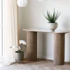 ATHENS Console aux bords arrondis effet marbre et bois L120cm