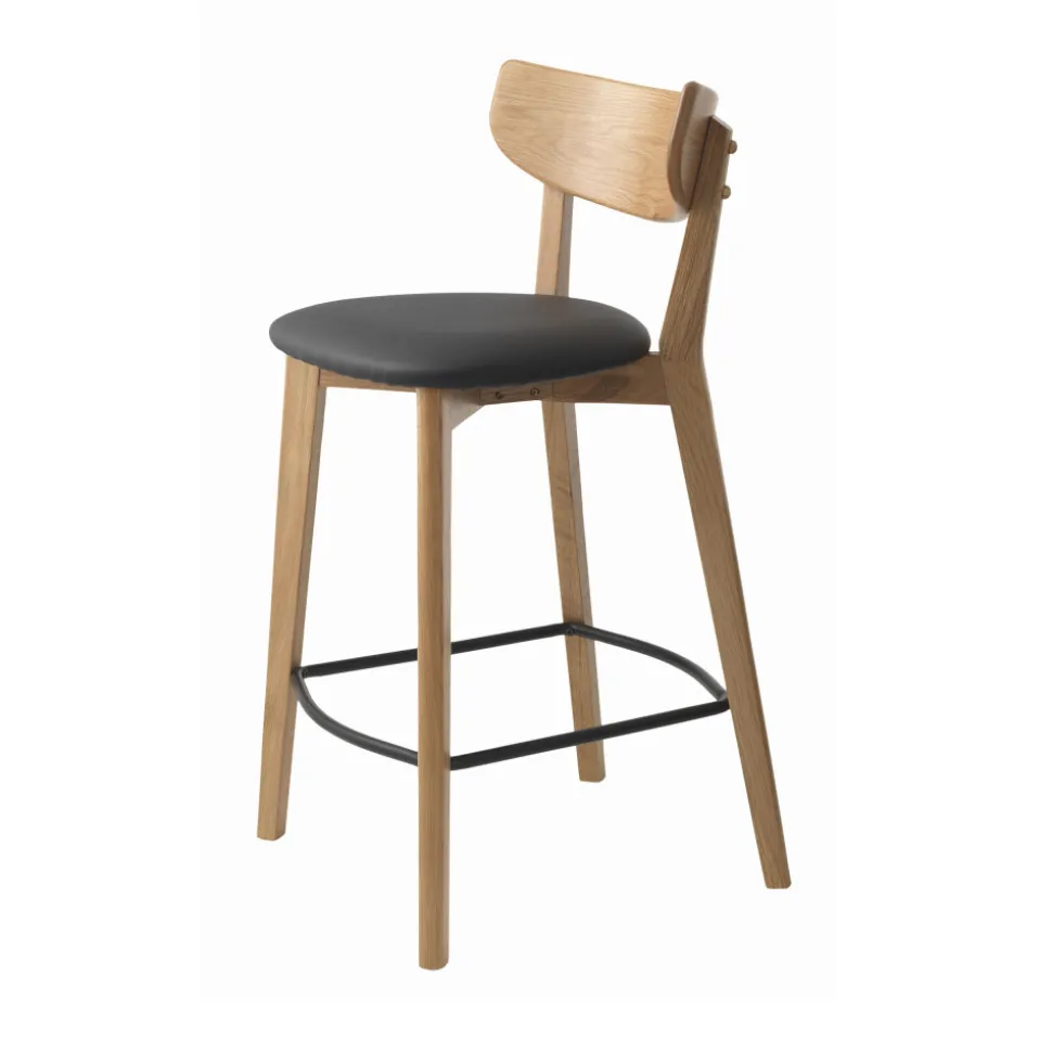 AUDE Lot de 2 chaises de bar en bois et simili H67cm